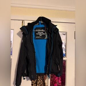 Superdry Original Windcheater Jacket in Black and Vibrant Blue